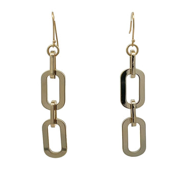 Long Earrings - Paperclip - Yellow Gold
