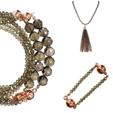 10 Way BUNDLE - Smokey Quartz Crystal (Includes 10 Way Necklace, Tassel & Mini Connectors) Seriously Romantic