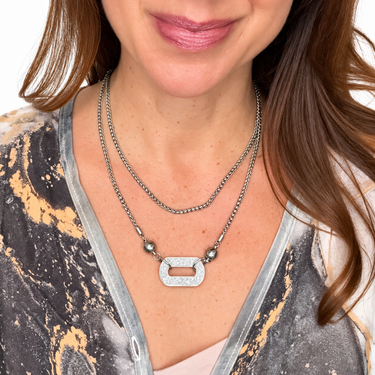 Shimmer Paperclip Pendant - Silver Pendant