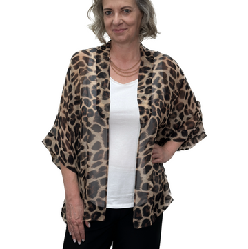 Square Kimono - Leopard - Sheer