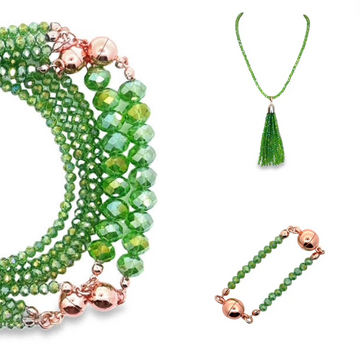 10 Way BUNDLE  - Green AB Crystal (Includes 10 Way Necklace, Tassel & Mini Connectors)