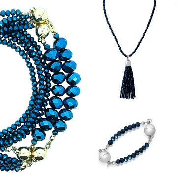 10 Way BUNDLE  - Sapphire Crystal (Includes 10 Way Necklace, Tassel & Mini Connectors)