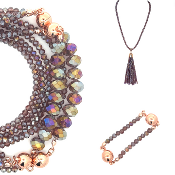 10 Way BUNDLE  - PLUM Crystal (Includes 10 Way Necklace, Tassel & Mini Connectors)