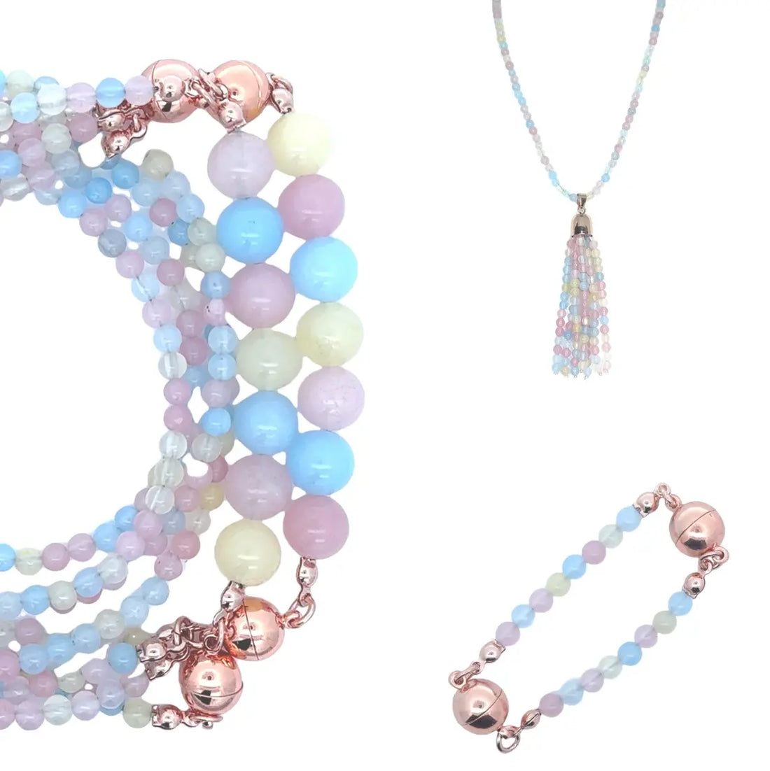 10 Way BUNDLE - Morganite (Includes 10 Way Necklace, Tassel & Mini Connectors)