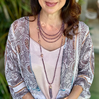 10 Way BUNDLE - PLUM Crystal (Includes 10 Way Necklace, Tassel & Mini Connectors) Maria Nicola