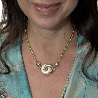 MNX Reversible Pendant - Hammered Metal and PAVE Crystal Maria Nicola