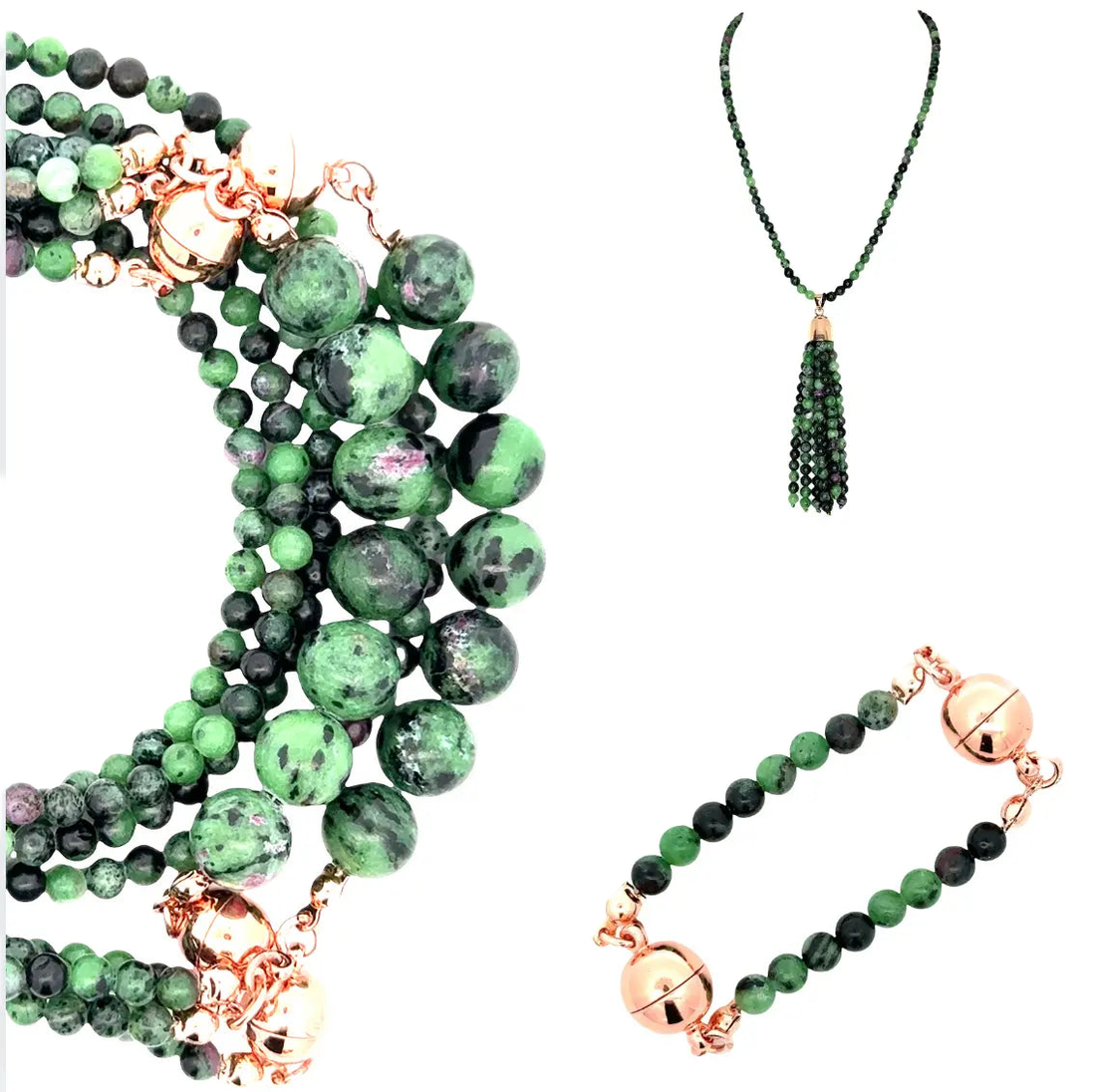 10 Way Bundle - Ruby Zoisite (Includes 10 Way Necklace, Tassel & Mini Connectors)