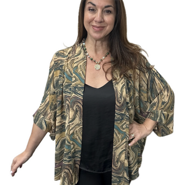 Square Kimono - Earthy Swirls