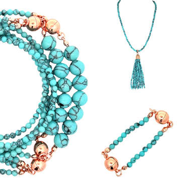 10 Way BUNDLE  - TURQUOISE HOWLITE (Includes 10 Way Necklace, Tassel & Mini Connectors)