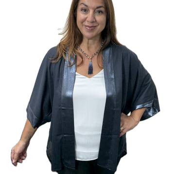 Square Kimono - Reversible - Metallic Midnight Blue