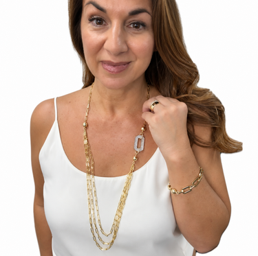 10 Way Bundle - Paperclip - Yellow Gold (Includes 10 Way Necklace, Mini Connectors & Shimmer Paperclip Pendant) Seriously Romantic
