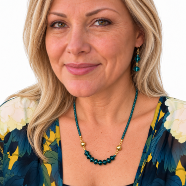 Long Earrings - Teal Crystal Maria Nicola