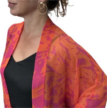 Square Kimono - VIBRANT ORANGE & FUCHSIA