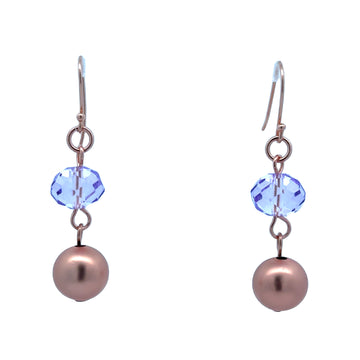 Long Earrings - Lilac Crystal and Satin Metal