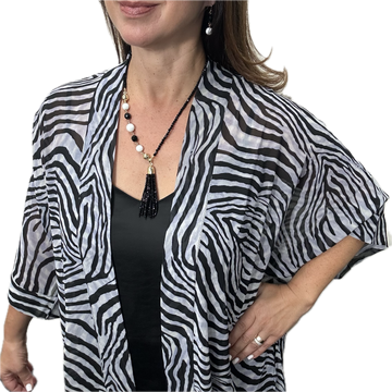 SQUARE Kimono - ZEBRA (Black & Grey)