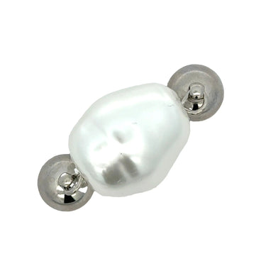 Pendant - SIDEWAYS pendant - Large BAROQUE SHELL PEARL Austrian Crystal