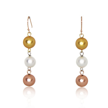 Earrings - Tri-Colour Satin  Metal Link