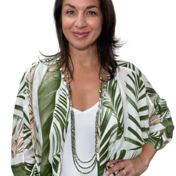 Kimono - Long - Green Palm Leaf