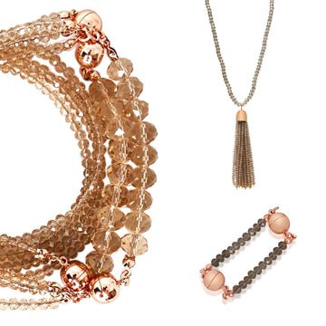 10 Way BUNDLE  - Champagne Crystal (Includes 10 Way Necklace, Tassel & Mini Connectors)