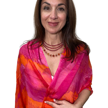 Scarf - Modal Silk - Fuchsia Sunset - ON SALE 20% OFF!