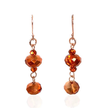 Long Earrings - Orange Copper Crystal Maria Nicola