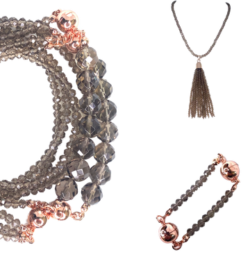 10 Way BUNDLE  - Smokey Quartz Crystal (Includes 10 Way Necklace, Tassel & Mini Connectors)