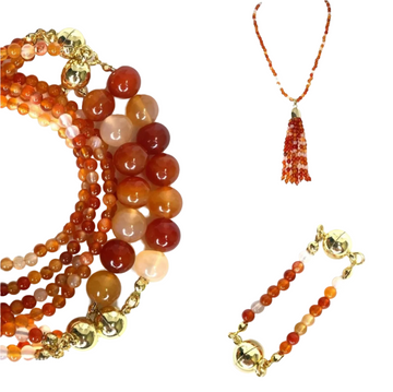 10 Way BUNDLE  - Orange Agate (Includes 10 Way Necklace, Tassel & Mini Connectors)