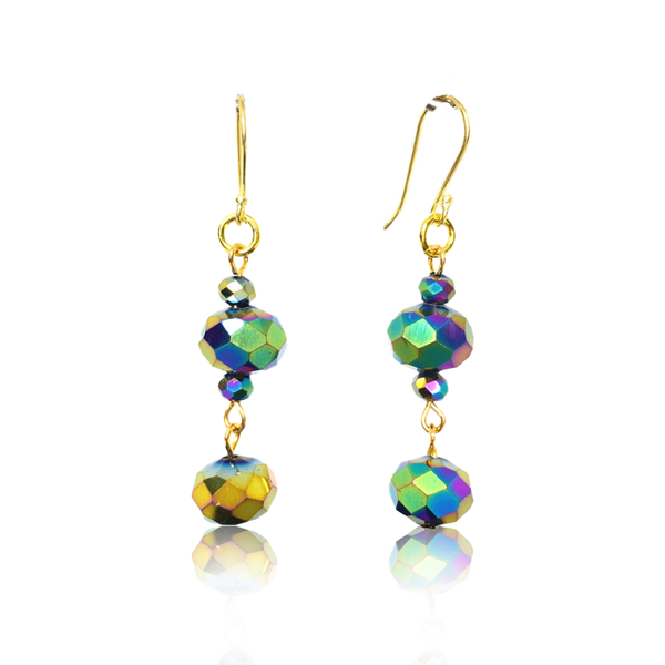 Long Crystal Earrings Harlequin Crystal Maria Nicola
