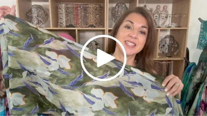New Elegance: Iris on Green Scarves 🌿