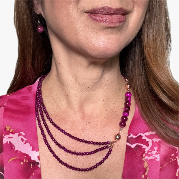 Short Earrings - MAGENTA Tiger Eye Maria Nicola