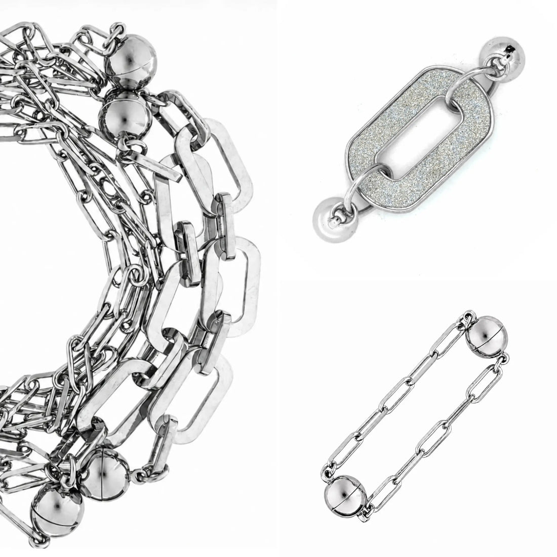 10 Way Bundle - Paperclip - Silver (Includes 10 Way Necklace, Mini Connectors & Shimmer Paperclip Pendant)