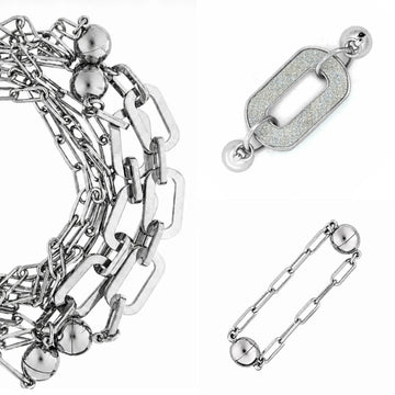 10 Way BUNDLE  - Paperclip - Silver (Includes 10 Way Necklace, Mini Connectors & Shimmer Paperclip Pendant) Seriously Romantic