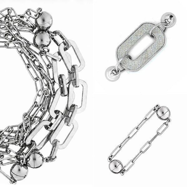 10 Way BUNDLE  - Paperclip - Silver (Includes 10 Way Necklace, Mini Connectors & Shimmer Paperclip Pendant) Seriously Romantic