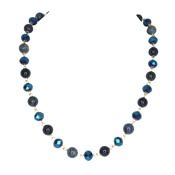 LONGER Link Necklace - NEW Sapphire (with blue goldstone and Sodalite)