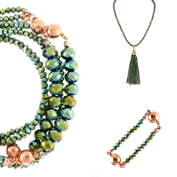 10 Way BUNDLE - Sea Green Crystal (Includes 10 Way Necklace, Tassel & Mini Connectors) Seriously Romantic