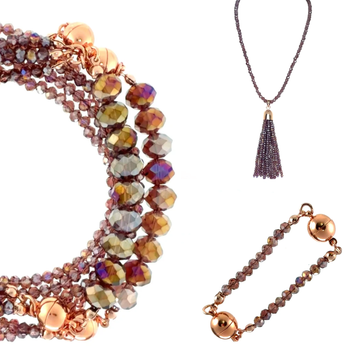 10 Way BUNDLE  - PLUM Crystal (Includes 10 Way Necklace, Tassel & Mini Connectors) Maria Nicola