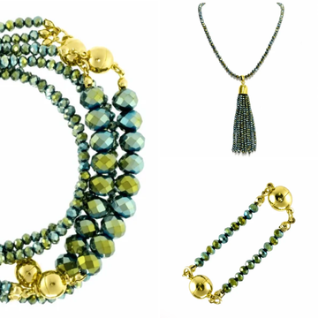 10 Way BUNDLE - Sea Green Crystal (Includes 10 Way Necklace, Tassel & Mini Connectors) Seriously Romantic