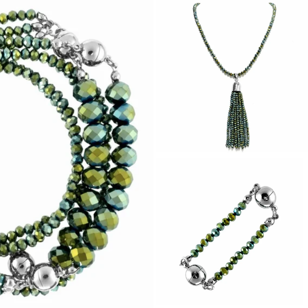 10 Way BUNDLE - Sea Green Crystal (Includes 10 Way Necklace, Tassel & Mini Connectors) Seriously Romantic