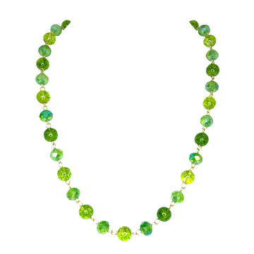 LONGER Link Necklace - Cracked Peridot and Green AB