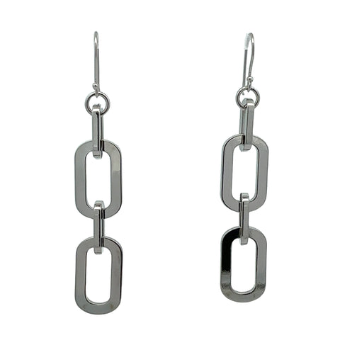 Long Earrings - Paperclip - Silver