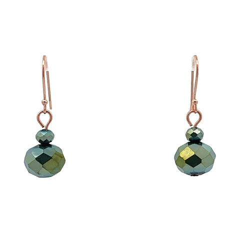 Short Earrings - Sea Green Crystal