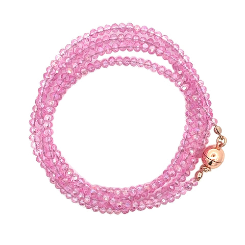 Long Strand Necklace - Candy Pink Crystal