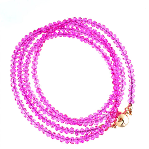Long Strand Necklace - FUCHSIA Crystal