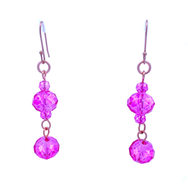 Long Earrings - FUCHSIA Crystal