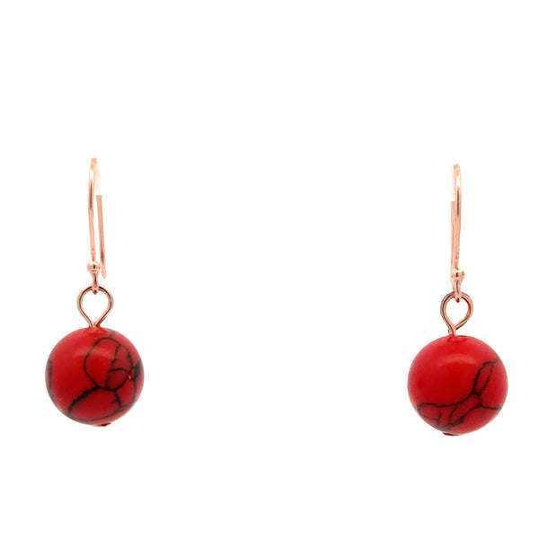 Short Earrings - RED HOWLITE
