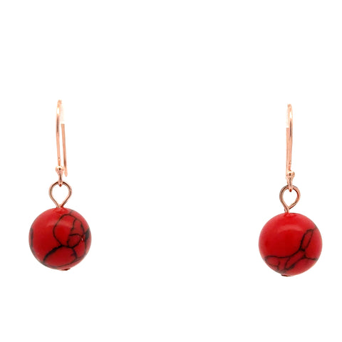 Short Earrings - RED HOWLITE