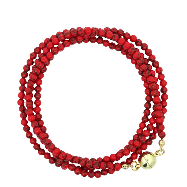 Long Strand Necklace - RED HOWLITE