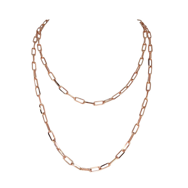 LONG Strand Necklace - Paperclip - Rose Gold