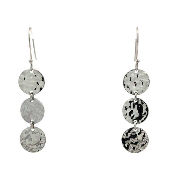 Earrings - Hanging - 3 Beaten Discs