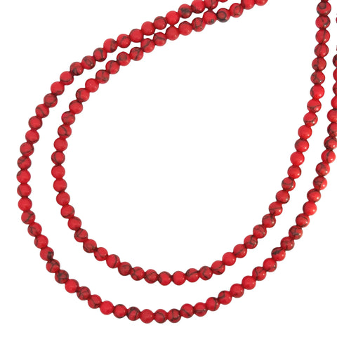 Medium Strand Necklace - RED Howlite